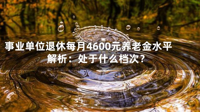 事业单位退休每月4600元养老金水平解析：处于什么档次？