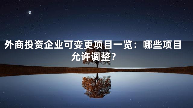 外商投资企业可变更项目一览：哪些项目允许调整？