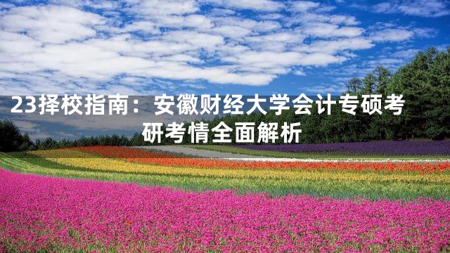23择校指南：安徽财经大学会计专硕考研考情全面解析