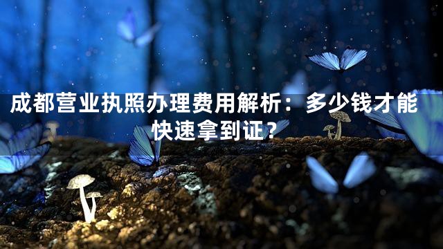 成都营业执照办理费用解析：多少钱才能快速拿到证？