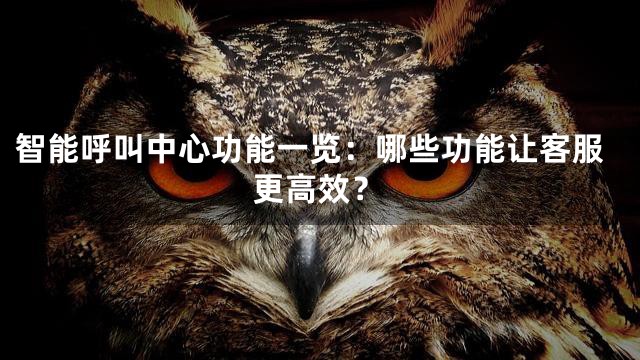 智能呼叫中心功能一览：哪些功能让客服更高效？