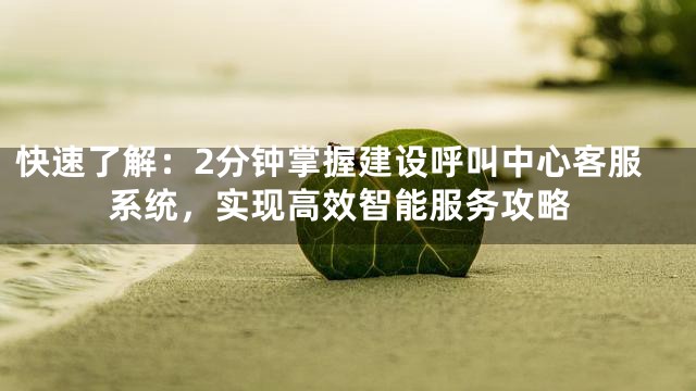 快速了解：2分钟掌握建设呼叫中心客服系统，实现高效智能服务攻略
