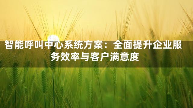 智能呼叫中心系统方案：全面提升企业服务效率与客户满意度