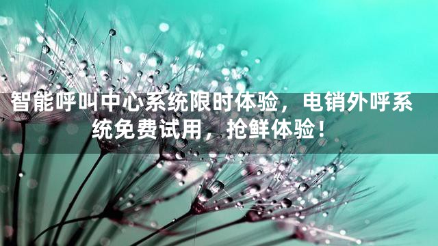 智能呼叫中心系统限时体验，电销外呼系统免费试用，抢鲜体验！