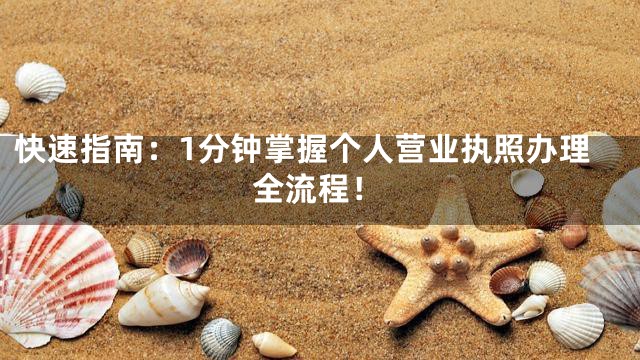 快速指南：1分钟掌握个人营业执照办理全流程！