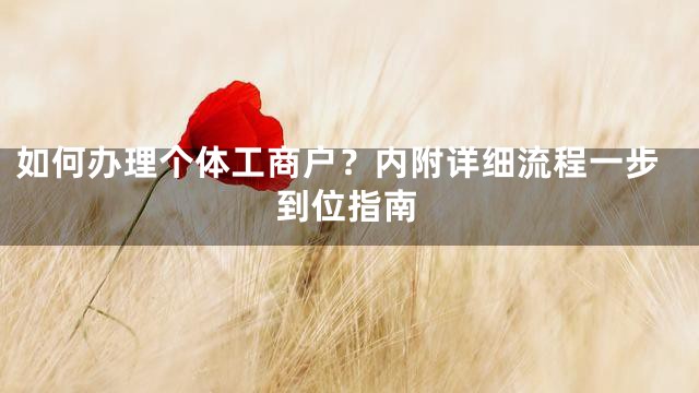 如何办理个体工商户？内附详细流程一步到位指南