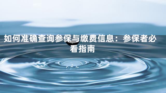 如何准确查询参保与缴费信息：参保者必看指南