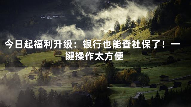 今日起福利升级：银行也能查社保了！一键操作太方便