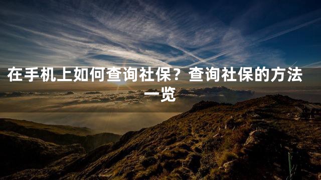 在手机上如何查询社保？查询社保的方法一览