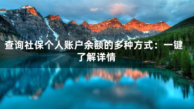 查询社保个人账户余额的多种方式：一键了解详情