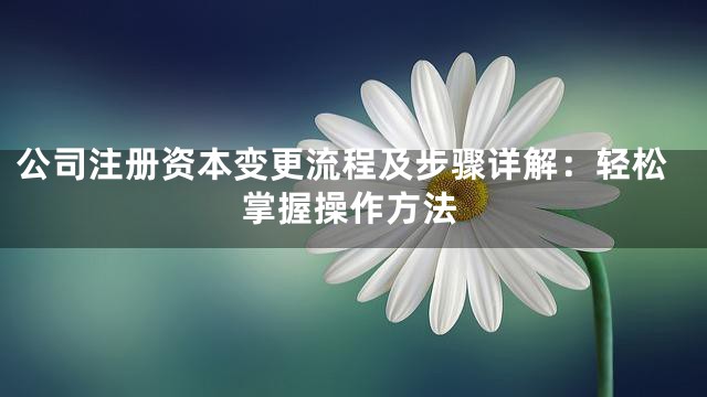 公司注册资本变更流程及步骤详解：轻松掌握操作方法