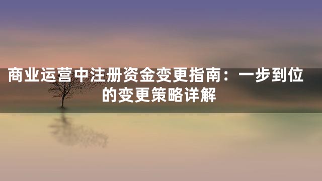 商业运营中注册资金变更指南：一步到位的变更策略详解