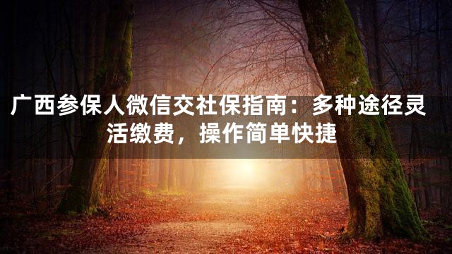 广西参保人微信交社保指南：多种途径灵活缴费，操作简单快捷