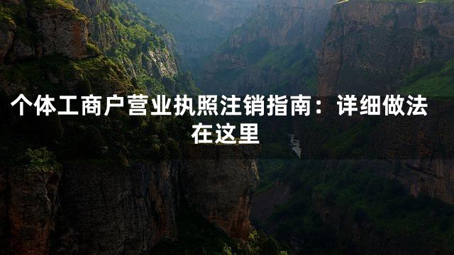 个体工商户营业执照注销指南：详细做法在这里