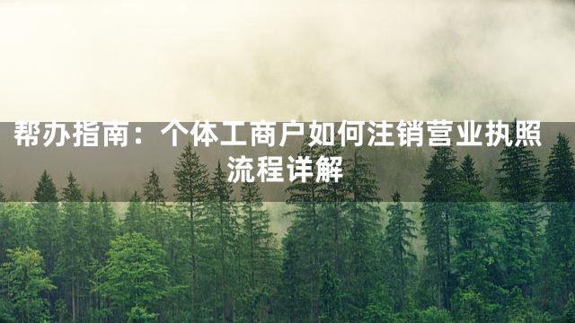 帮办指南：个体工商户如何注销营业执照流程详解
