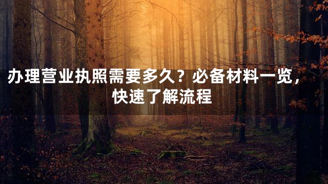 办理营业执照需要多久？必备材料一览，快速了解流程