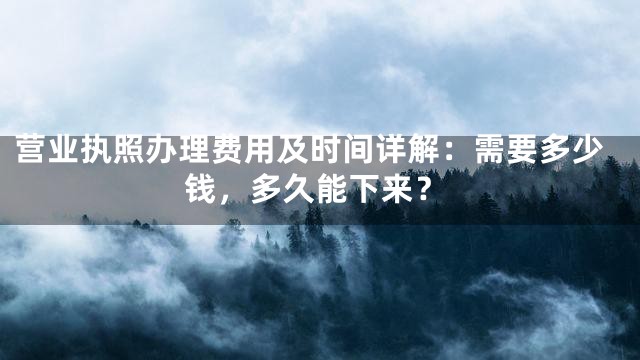 营业执照办理费用及时间详解：需要多少钱，多久能下来？