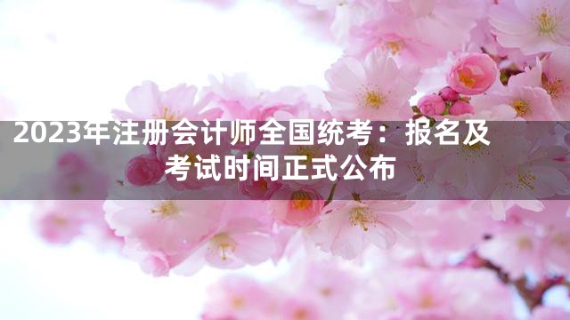 2023年注册会计师全国统考：报名及考试时间正式公布