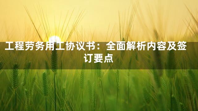 工程劳务用工协议书：全面解析内容及签订要点