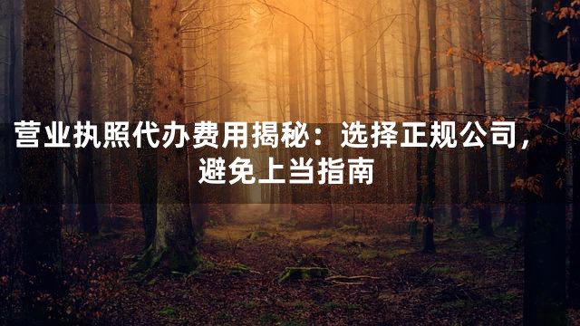 营业执照代办费用揭秘：选择正规公司，避免上当指南