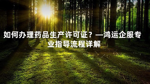 如何办理药品生产许可证？—鸿运企服专业指导流程详解