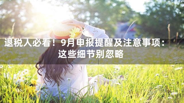 退税人必看！9月申报提醒及注意事项：这些细节别忽略