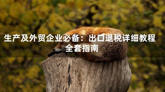 生产及外贸企业必备：出口退税详细教程全套指南