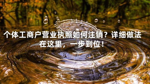 个体工商户营业执照如何注销？详细做法在这里，一步到位！