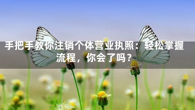 手把手教你注销个体营业执照：轻松掌握流程，你会了吗？