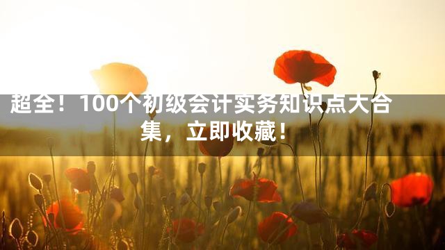 超全！100个初级会计实务知识点大合集，立即收藏！