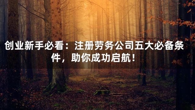 创业新手必看：注册劳务公司五大必备条件，助你成功启航！