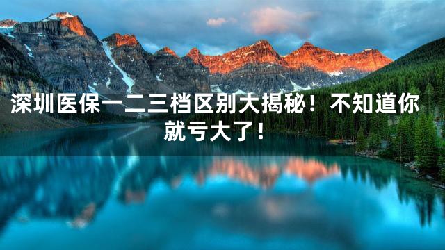 深圳医保一二三档区别大揭秘！不知道你就亏大了！