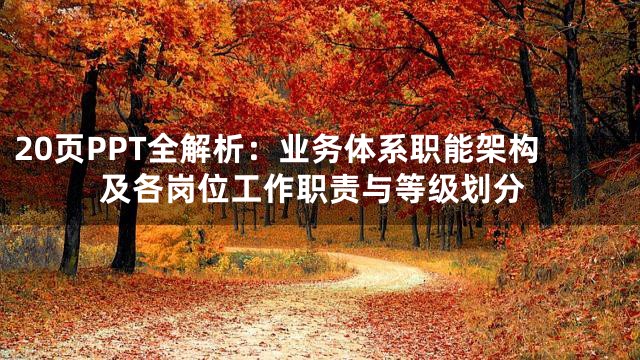 20页PPT全解析：业务体系职能架构及各岗位工作职责与等级划分
