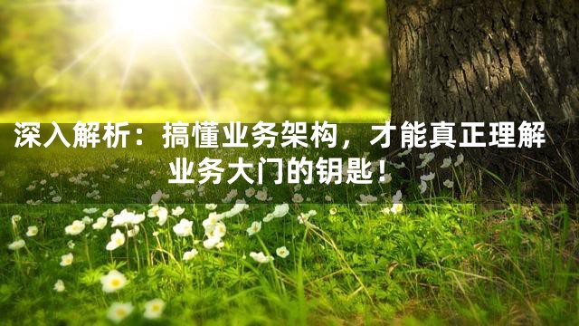 深入解析：搞懂业务架构，才能真正理解业务大门的钥匙！
