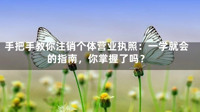 手把手教你注销个体营业执照：一学就会的指南，你掌握了吗？
