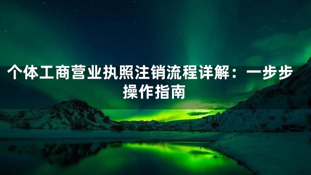 个体工商营业执照注销流程详解：一步步操作指南