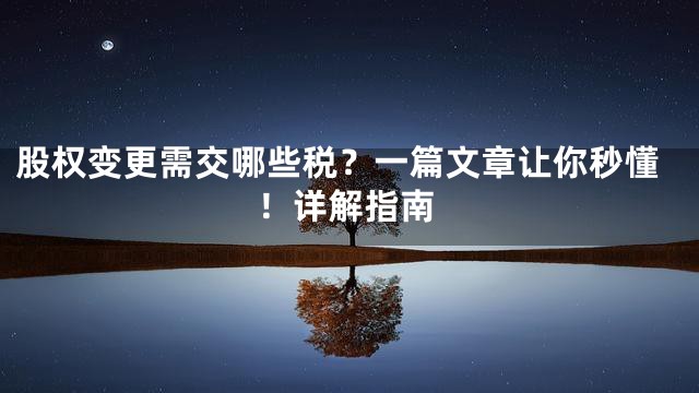 股权变更需交哪些税？一篇文章让你秒懂！详解指南