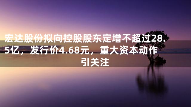 宏达股份拟向控股股东定增不超过28.5亿，发行价4.68元，重大资本动作引关注