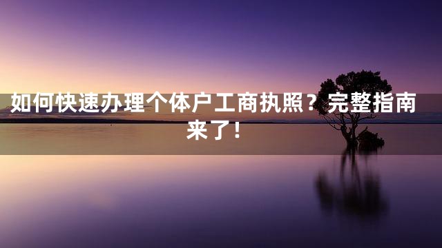 如何快速办理个体户工商执照？完整指南来了！