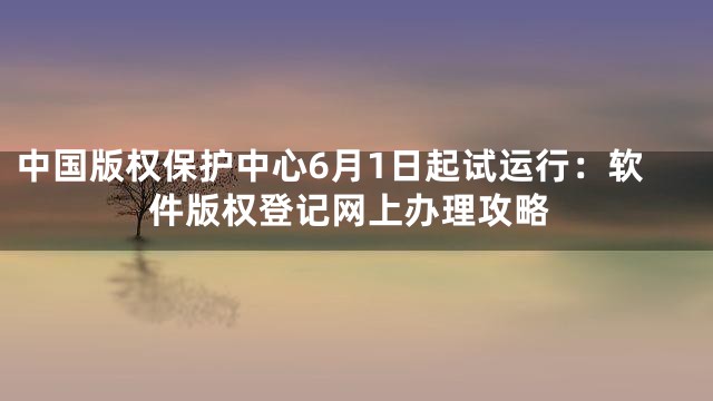 中国版权保护中心6月1日起试运行：软件版权登记网上办理攻略