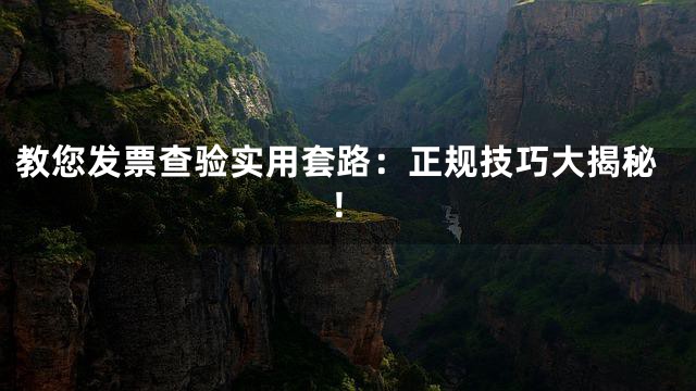教您发票查验实用套路：正规技巧大揭秘！