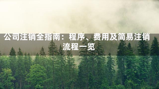 公司注销全指南：程序、费用及简易注销流程一览