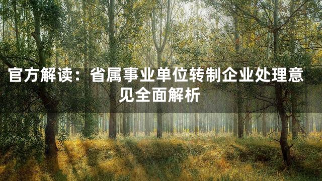 官方解读：省属事业单位转制企业处理意见全面解析