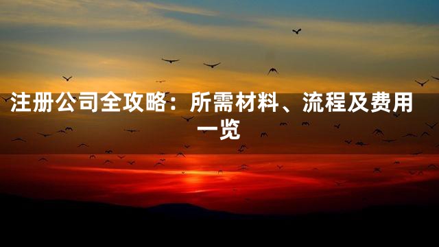 注册公司全攻略：所需材料、流程及费用一览