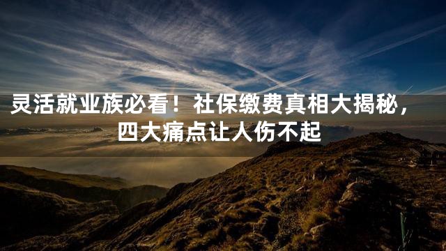 灵活就业族必看！社保缴费真相大揭秘，四大痛点让人伤不起