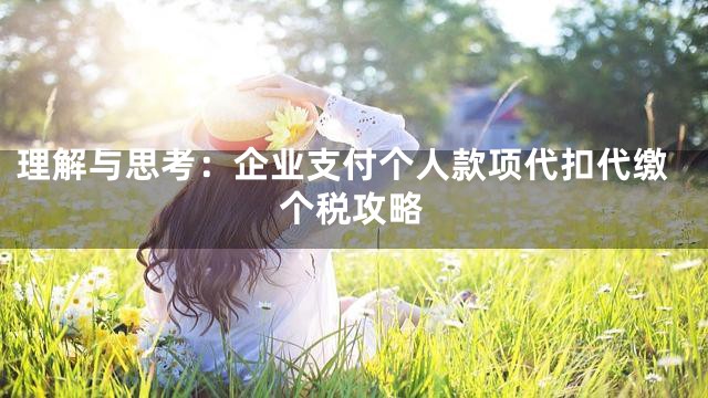理解与思考：企业支付个人款项代扣代缴个税攻略