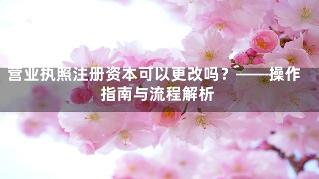 营业执照注册资本可以更改吗？——操作指南与流程解析