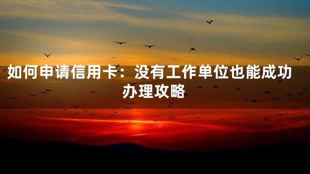 如何申请信用卡：没有工作单位也能成功办理攻略