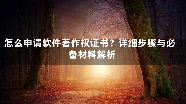 怎么申请软件著作权证书？详细步骤与必备材料解析