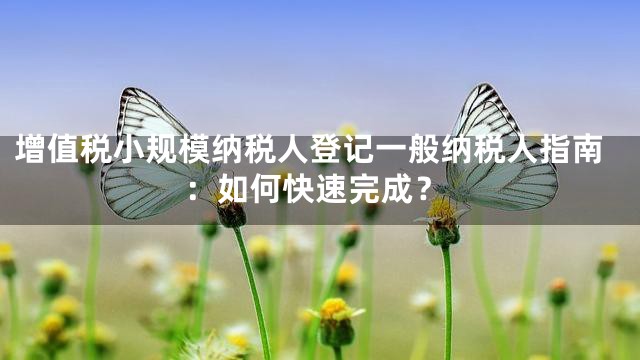增值税小规模纳税人登记一般纳税人指南：如何快速完成？